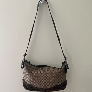 Coach Tan and Brown Shoulder Bag
